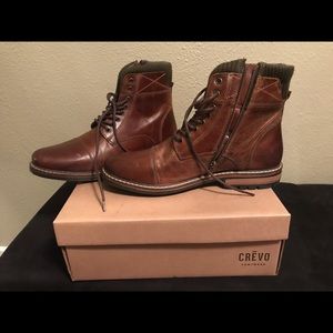 Men’s Crevo Leather Brown Zip Boots-Size 11.5